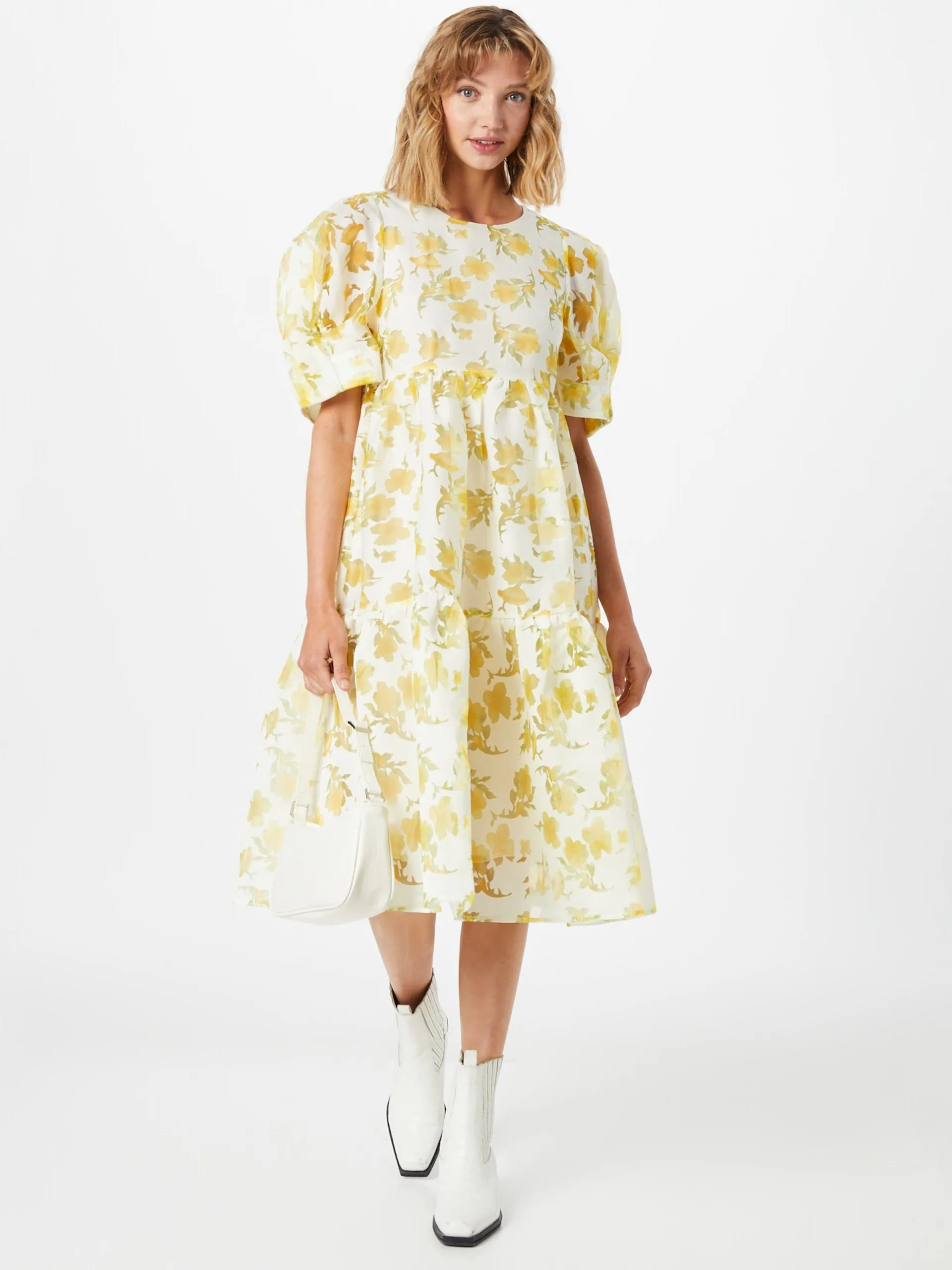 Midi Jurken Jurk SAGA Dames Geel / Mosterd / Pasteelgeel 5 Midi Jurken Jurk SAGA Dames Geel / Mosterd / Pasteelgeel - Afbeelding 5