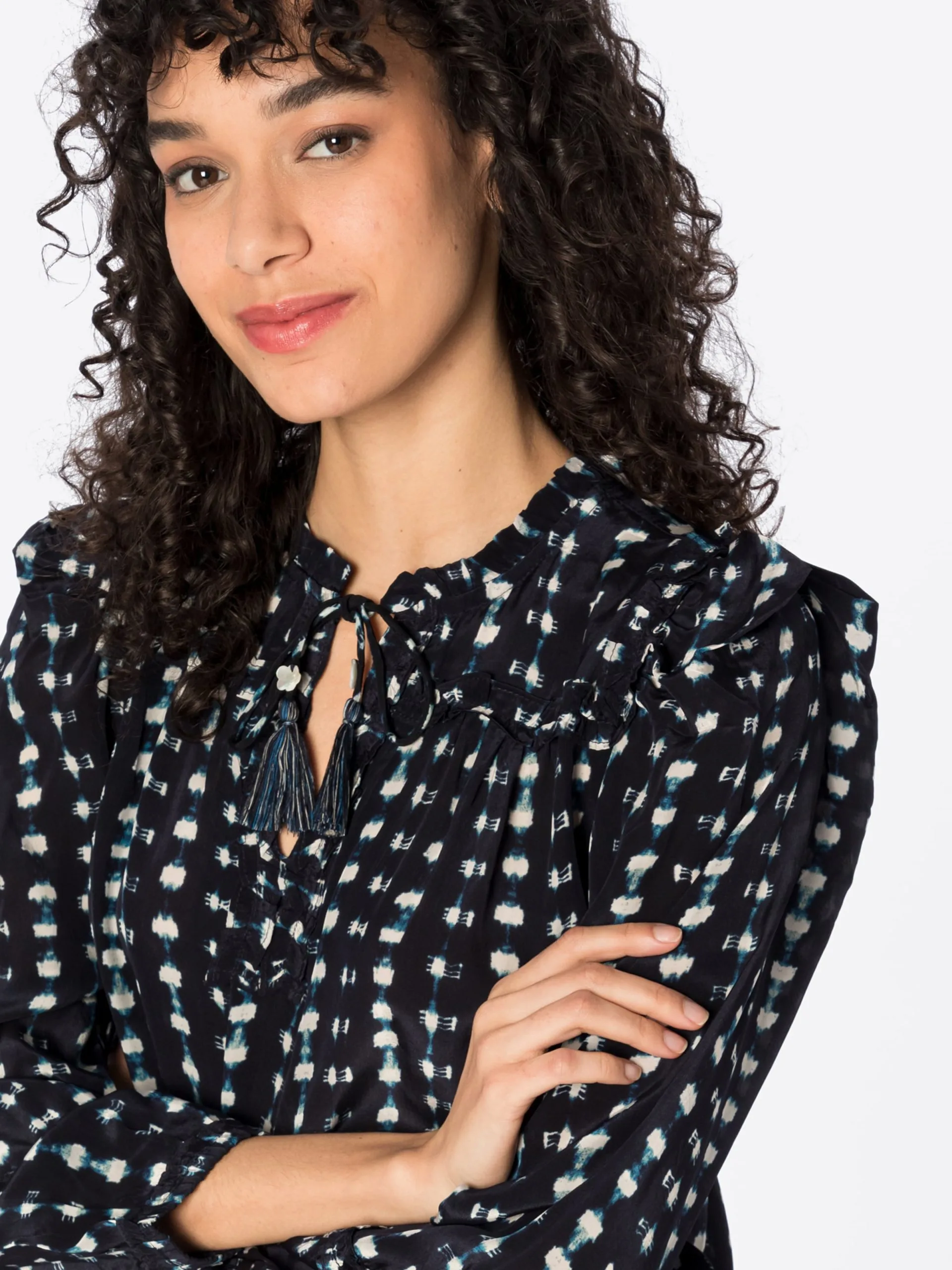 Blouseshirts Blouse Dames Navy / Lichtblauw 2 Blouseshirts Blouse Dames Navy / Lichtblauw - Afbeelding 2