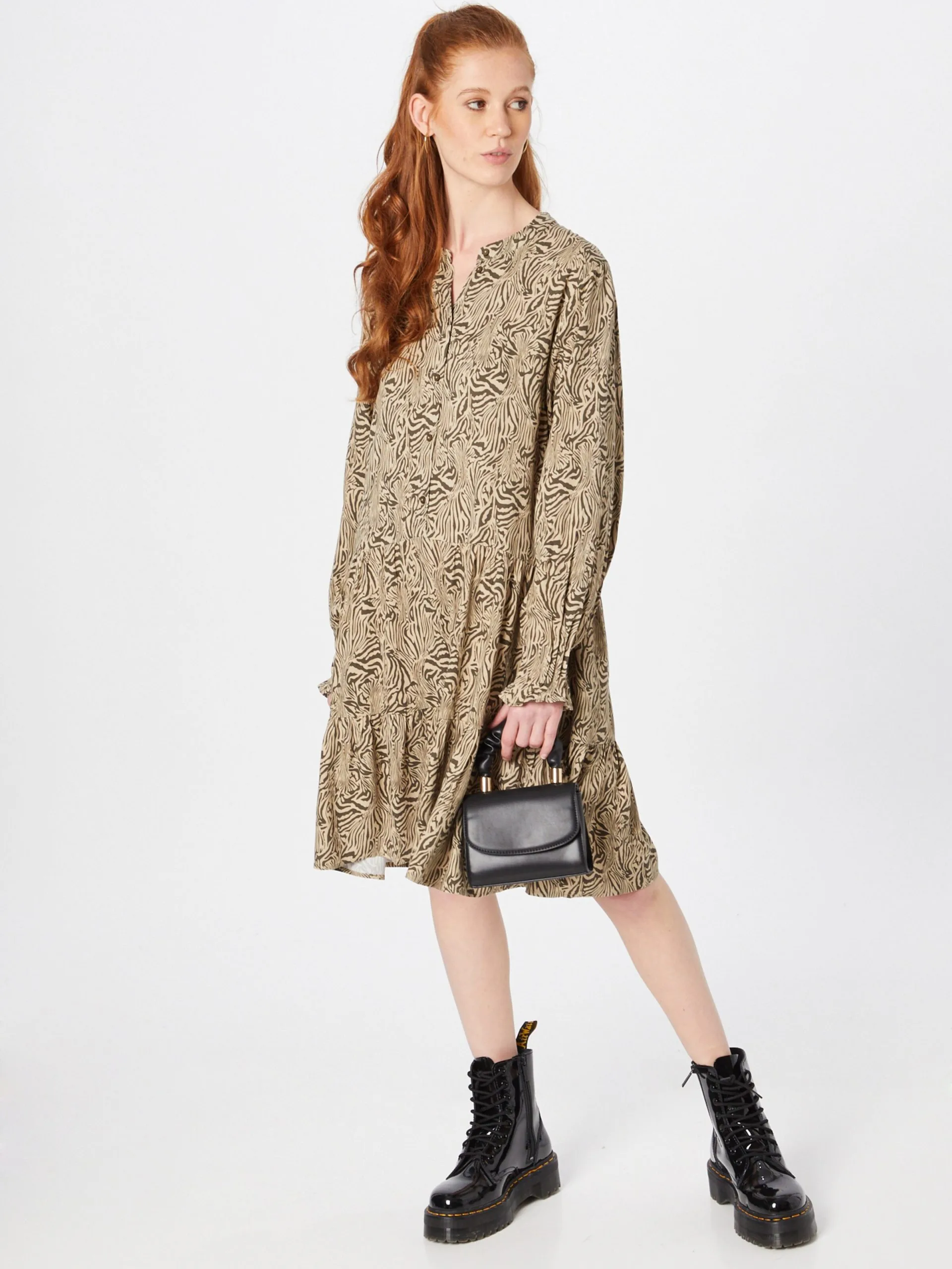 MOSS COPENHAGEN Blousejurken Blousejurk Petina Dames Lichtbruin / Donkerbruin 5 MOSS COPENHAGEN Blousejurken Blousejurk Petina Dames Lichtbruin / Donkerbruin - Afbeelding 5