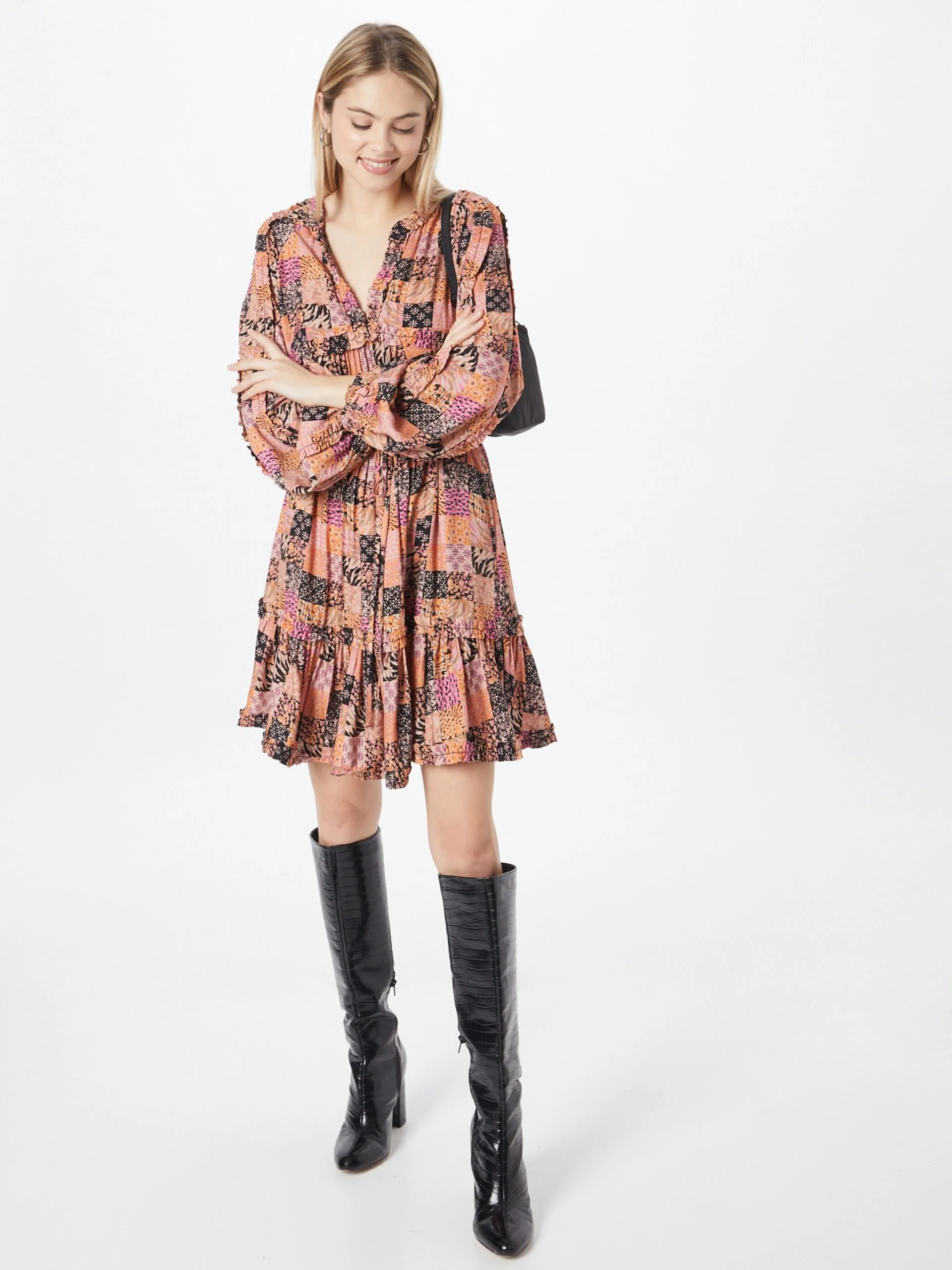 Blousejurken Blousejurk Jenna Dames Oranje / Pink / Rosa 5 Blousejurken Blousejurk Jenna Dames Oranje / Pink / Rosa - Afbeelding 5