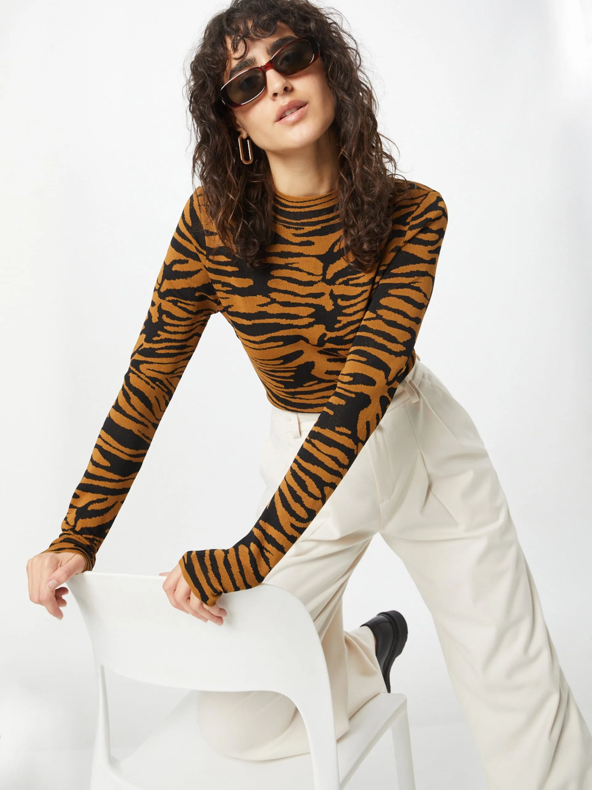 Fijngebreide Truien Trui Dames Bruin 2 Fijngebreide Truien Trui Dames Bruin - Afbeelding 2