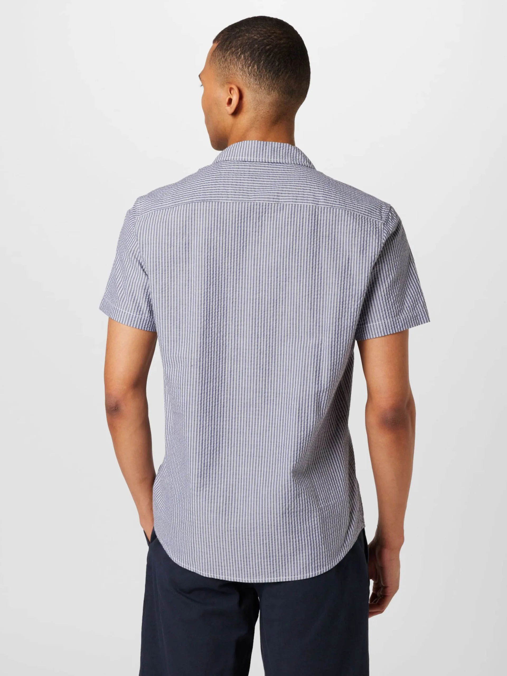 Casual Overhemden Regular Fit Overhemd Julius Seersucker Heren Marine 4 Casual Overhemden Regular Fit Overhemd Julius Seersucker Heren Marine - Afbeelding 4