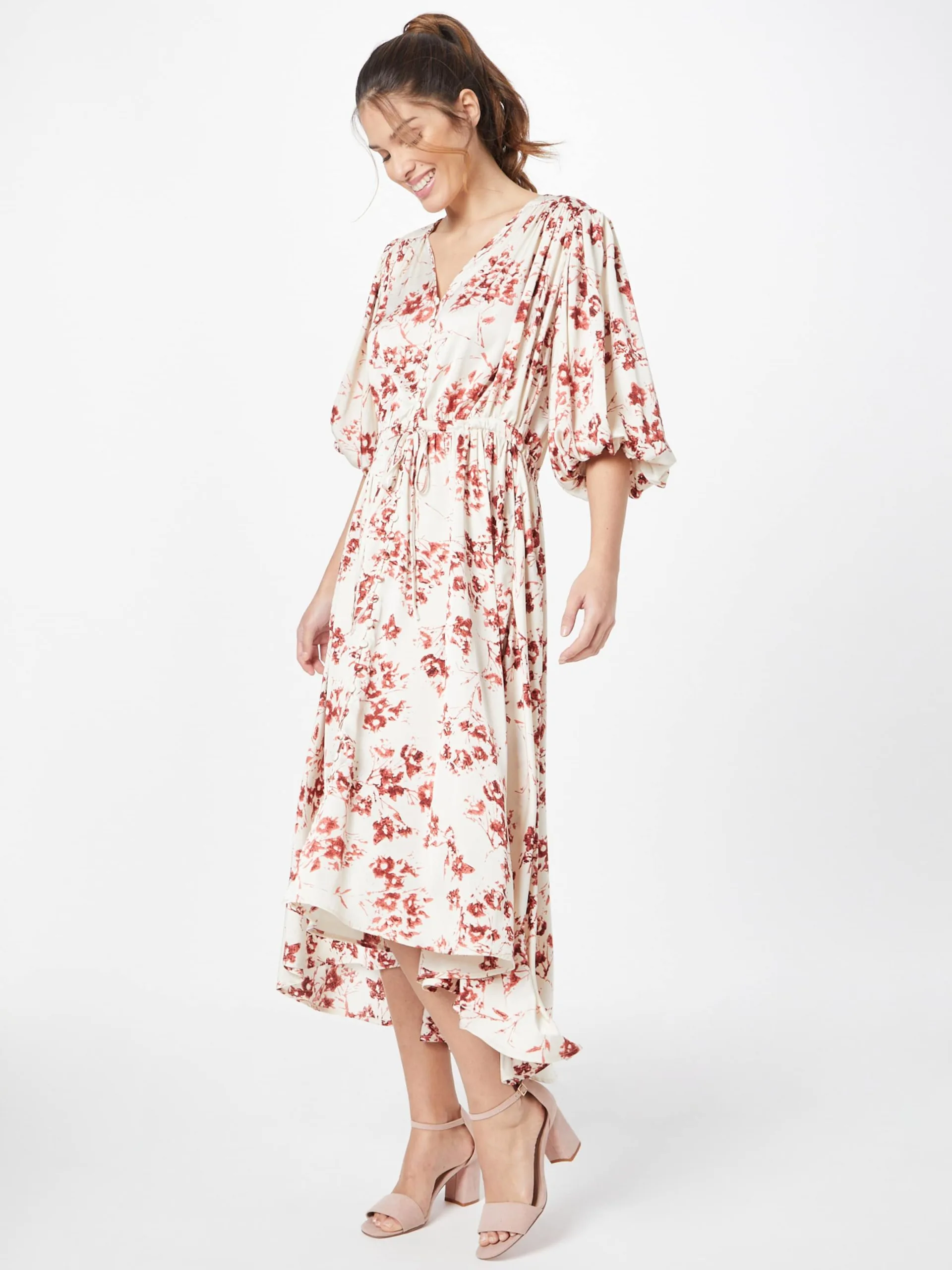 Midi Jurken Jurk Dames Crème 5 Midi Jurken Jurk Dames Crème - Afbeelding 5