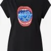 Coster Copenhagen T-shirts Shirt Disco Lips Dames Zwart