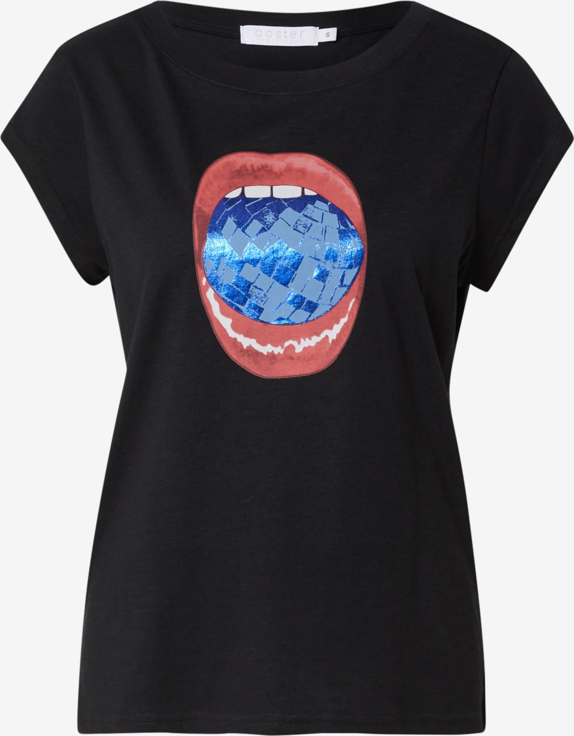 Coster Copenhagen T-shirts Shirt Disco Lips Dames Zwart 1 Coster Copenhagen T-shirts Shirt Disco Lips Dames Zwart