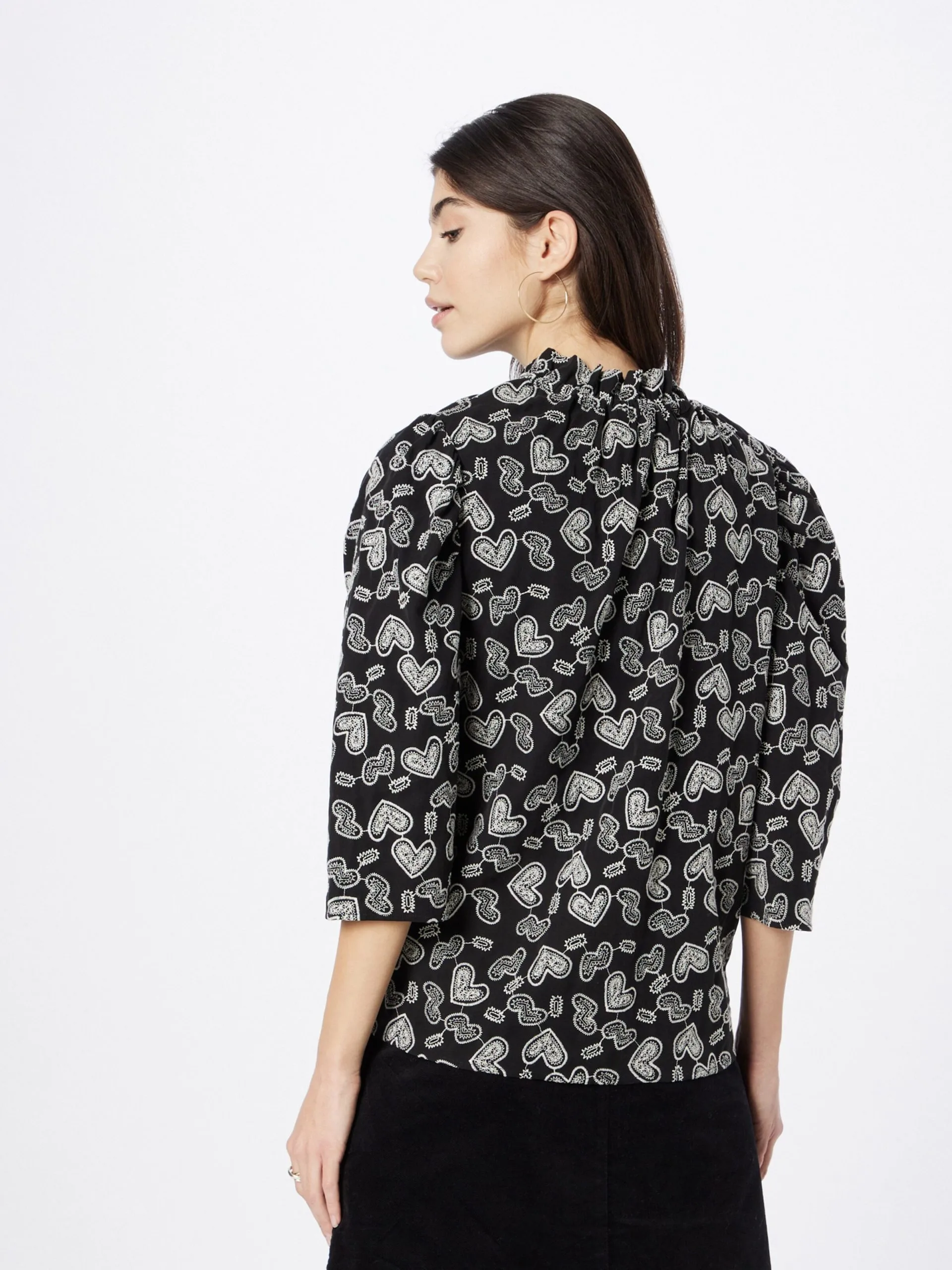 Blouses Met Korte Mouw Blouse Elle Dames Zwart 4 Blouses Met Korte Mouw Blouse Elle Dames Zwart - Afbeelding 4