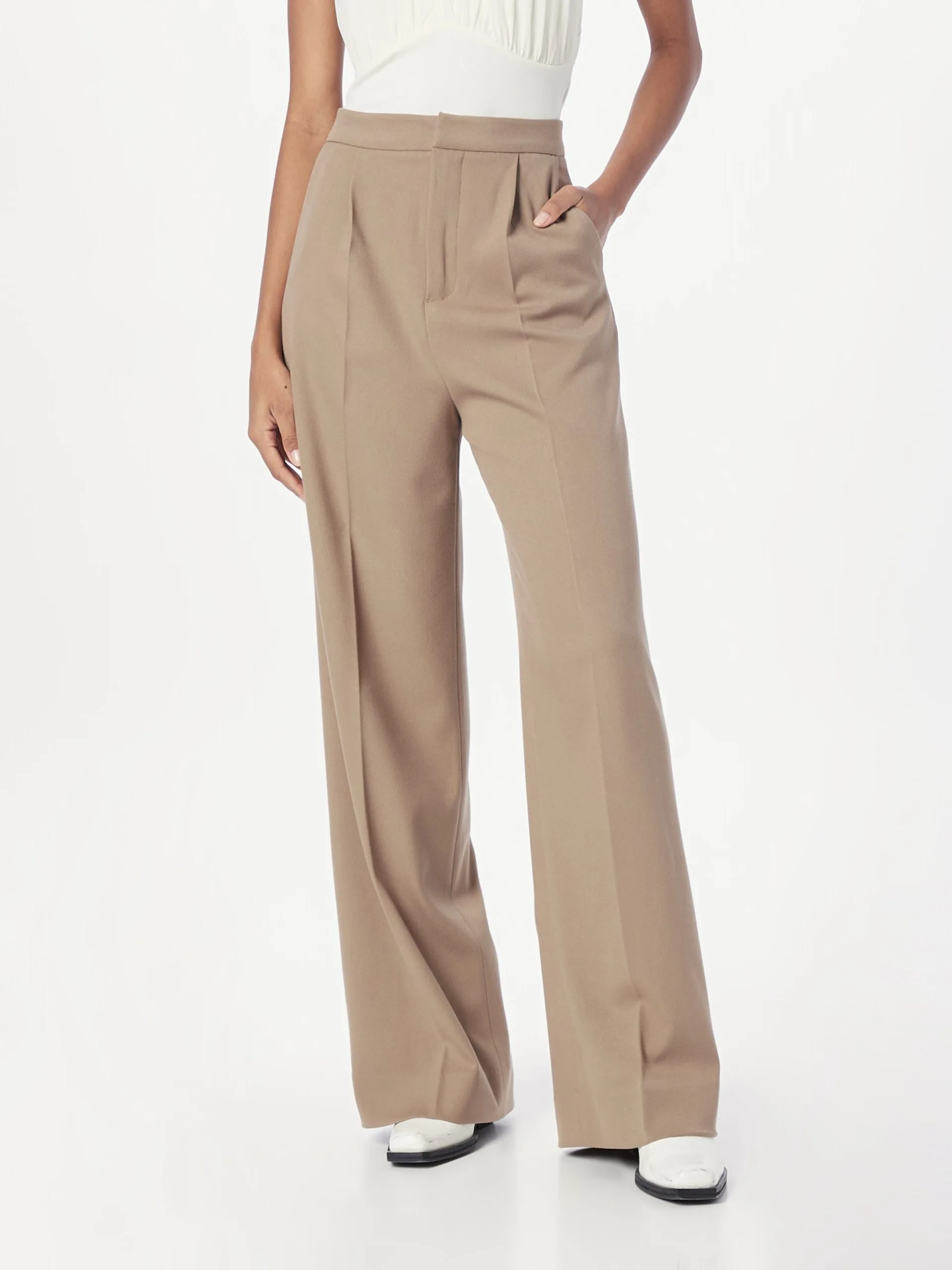 Palazzo Broeken Wide Leg Pantalon Dames Taupe 3 Palazzo Broeken Wide Leg Pantalon Dames Taupe - Afbeelding 3