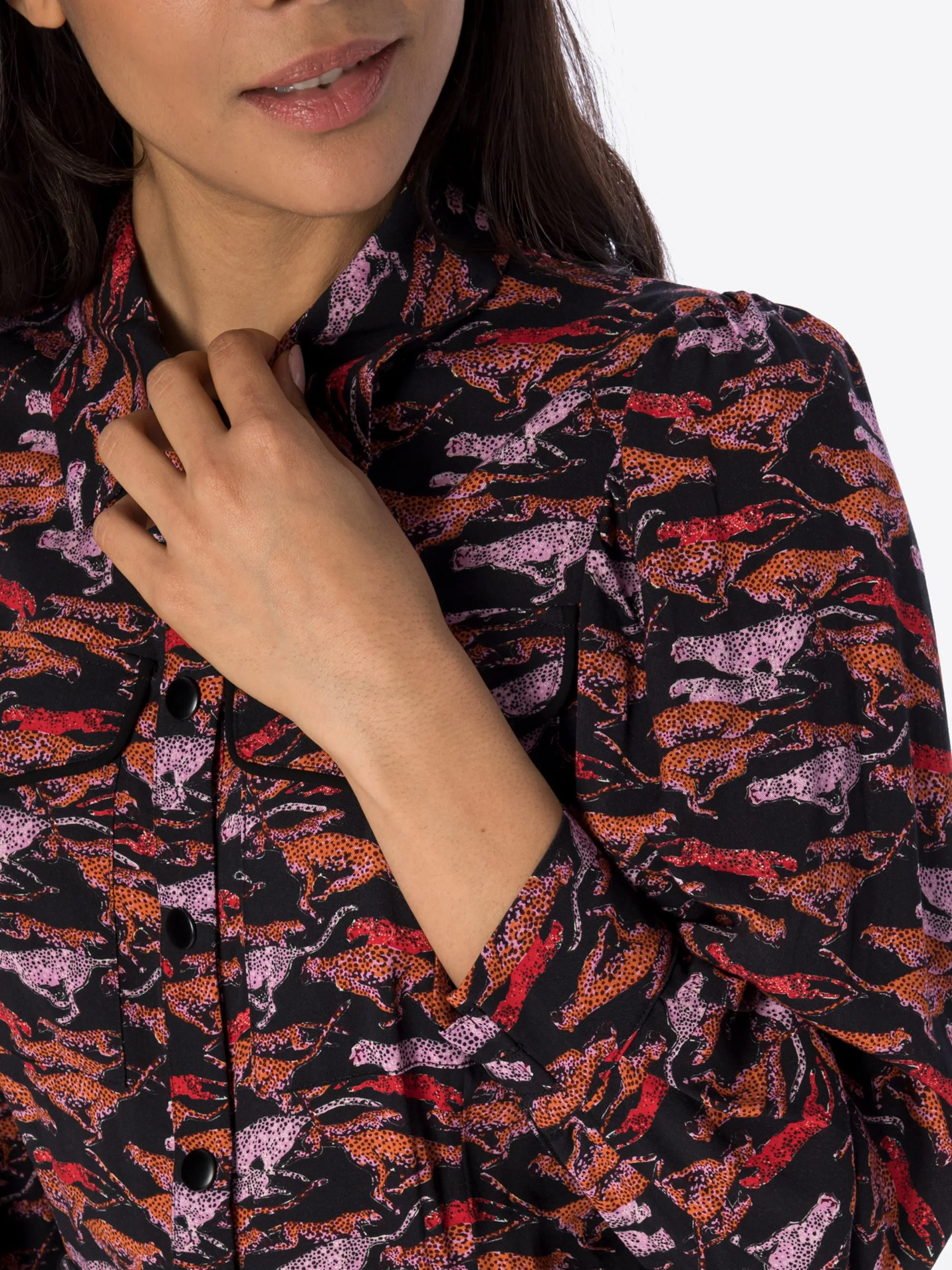 Blousejurken Blousejurk MADDIE Dames Vuurrood / Lichtrood / Zwart 2 Blousejurken Blousejurk MADDIE Dames Vuurrood / Lichtrood / Zwart - Afbeelding 2