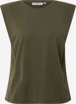 MOSS COPENHAGEN Mouwloze Shirts Top Dames Kaki