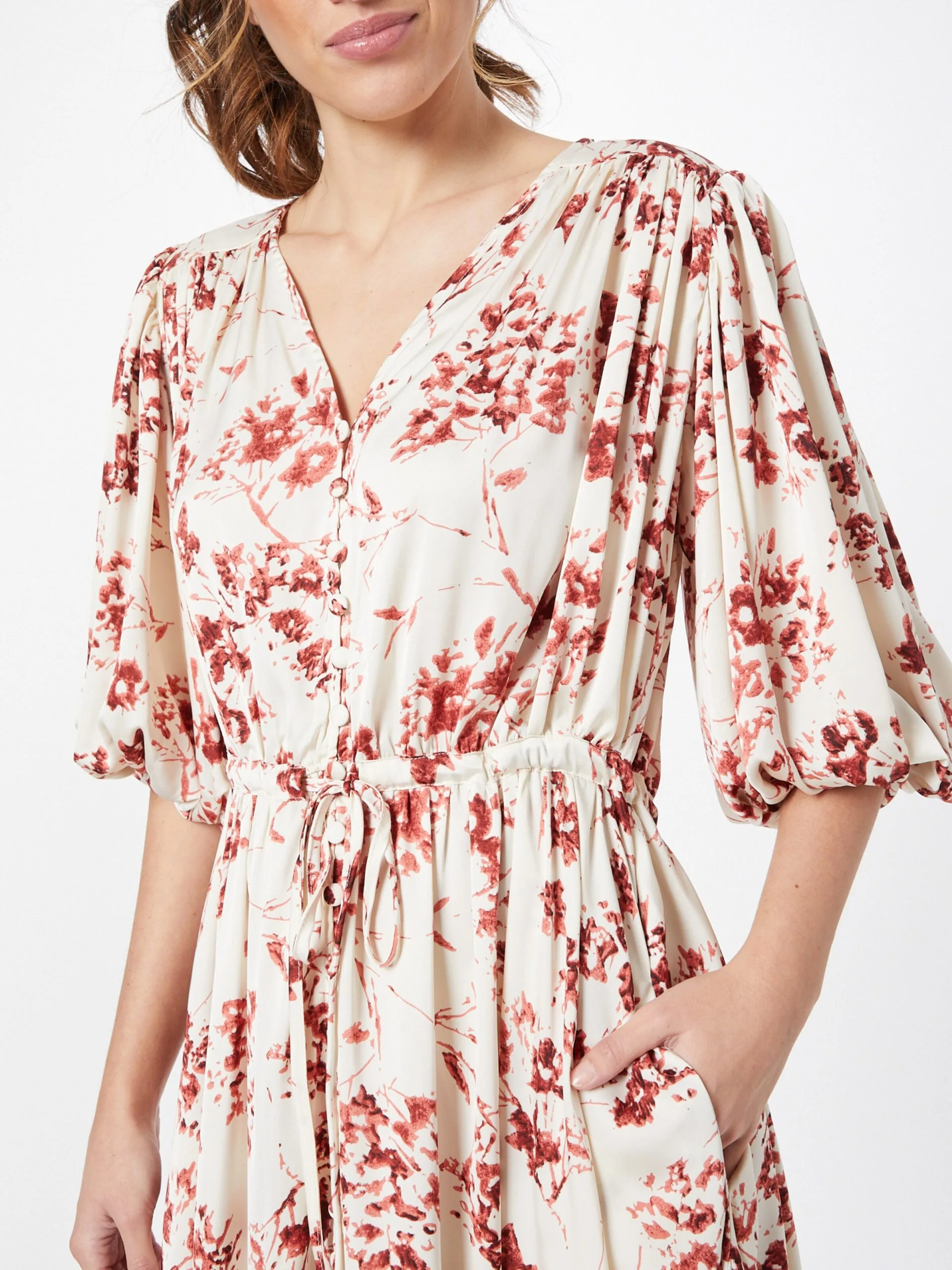 Midi Jurken Jurk Dames Crème 2 Midi Jurken Jurk Dames Crème - Afbeelding 2