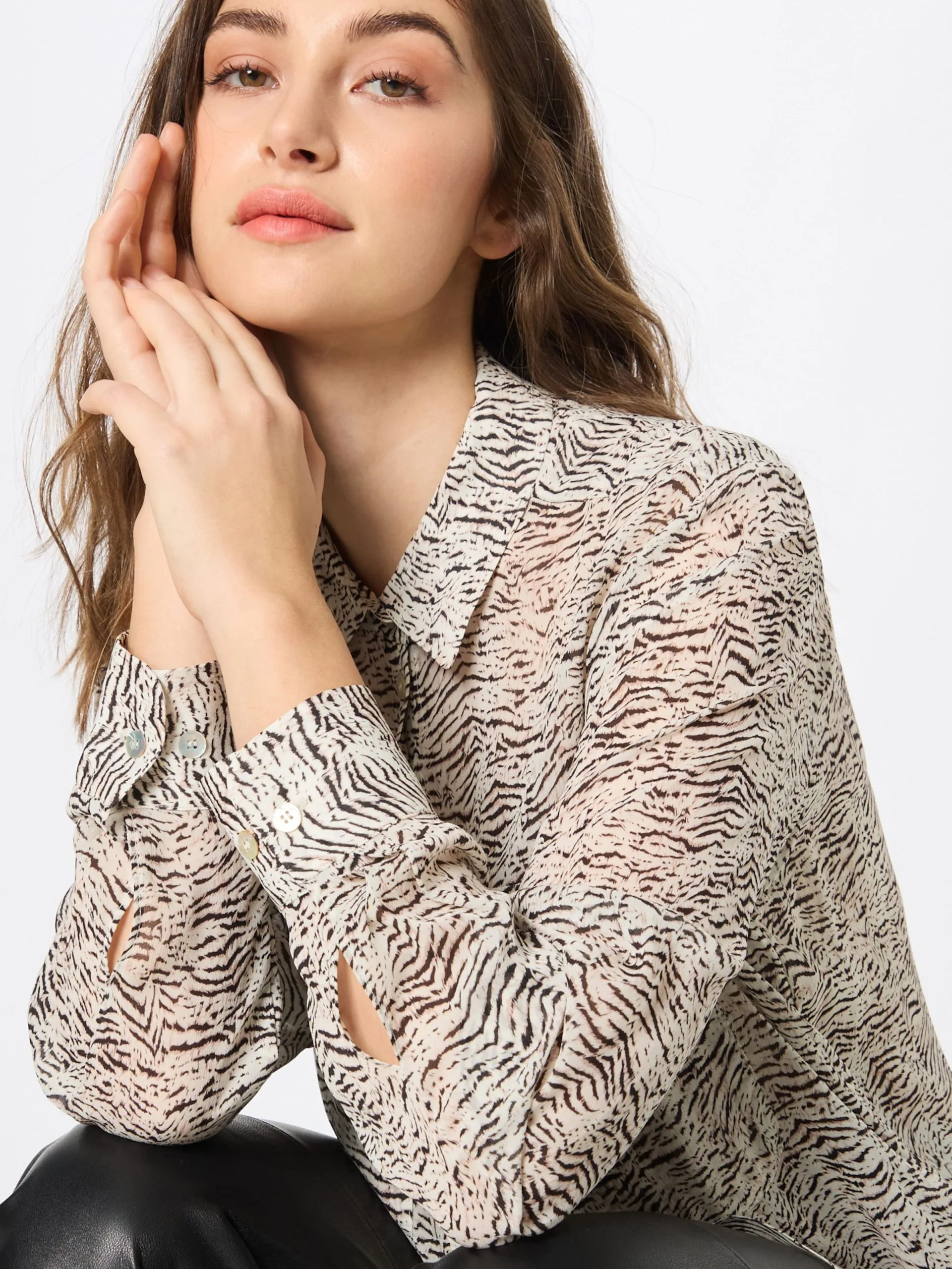 Overhemden Blouse Nami Dames Cappuccino 2 Overhemden Blouse Nami Dames Cappuccino - Afbeelding 2