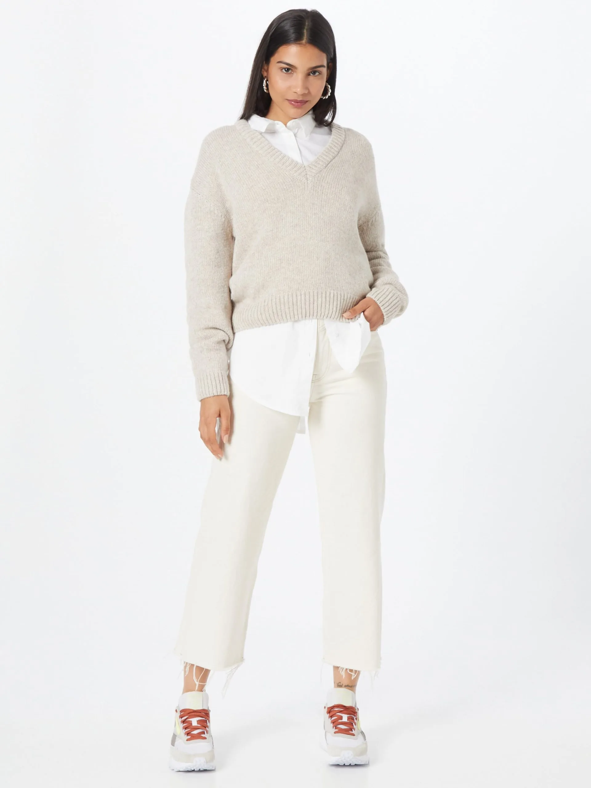 Fijngebreide Truien Trui Kevi Dames Taupe 5 Fijngebreide Truien Trui Kevi Dames Taupe - Afbeelding 5