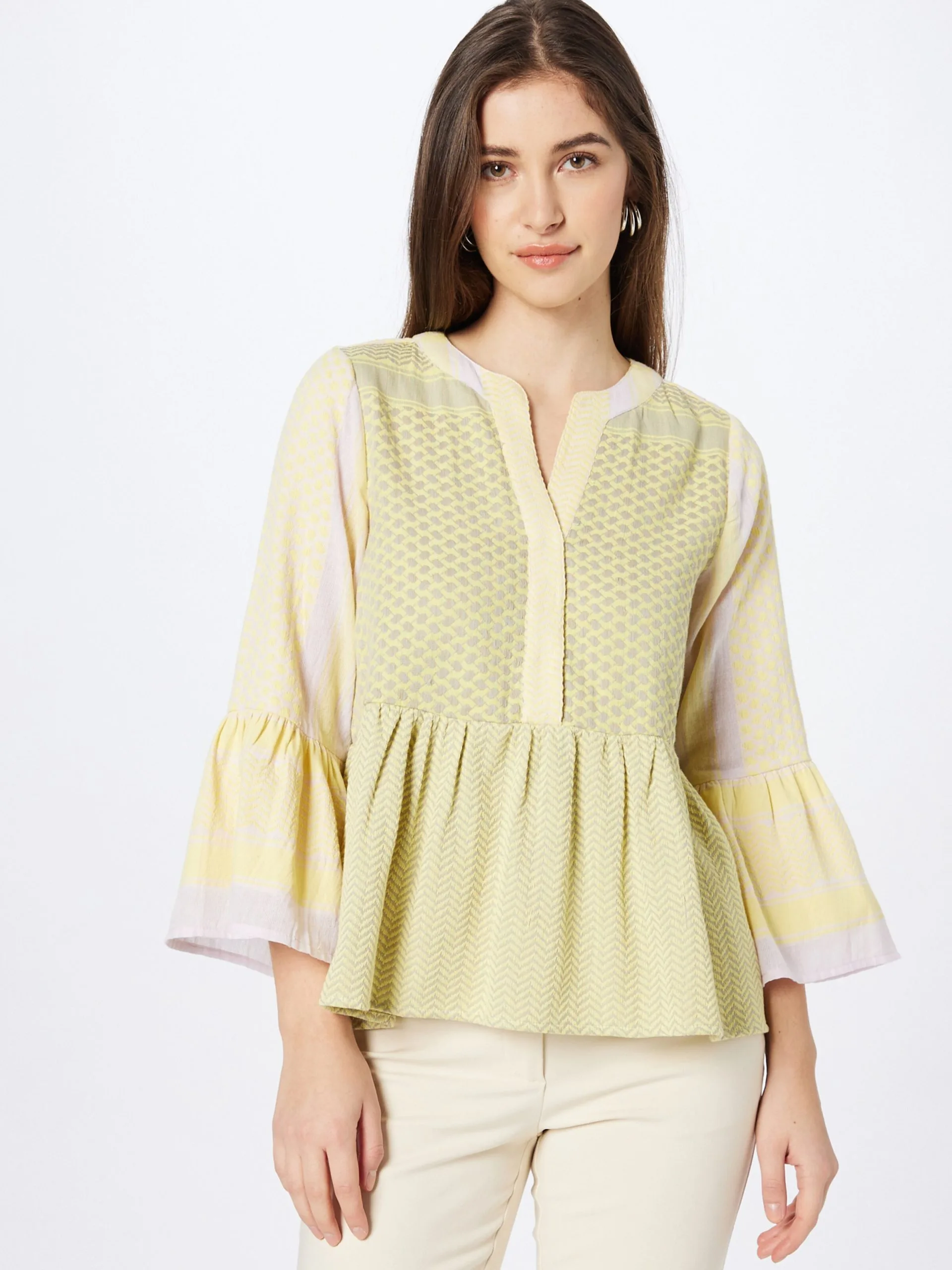 Blouses Met Korte Mouw Blouse Kenya Dames Geel 3 Blouses Met Korte Mouw Blouse Kenya Dames Geel - Afbeelding 3