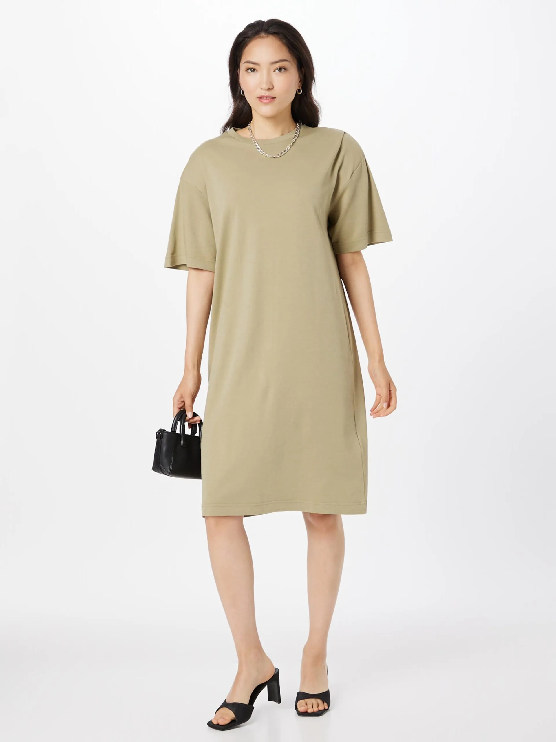 Jerseyjurken Jurk Vika Dames Kaki 5 Jerseyjurken Jurk Vika Dames Kaki - Afbeelding 5