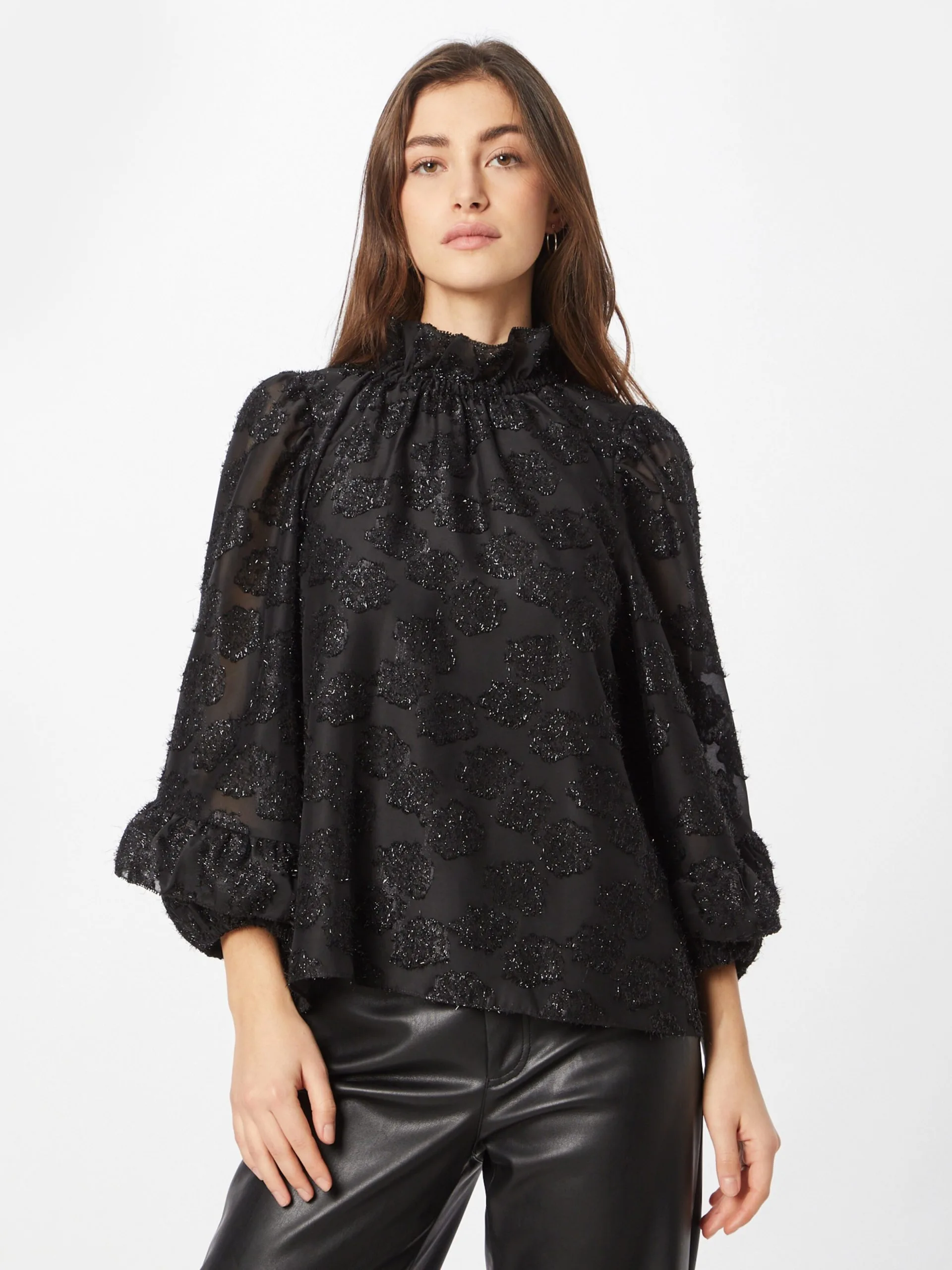 Blouses Met Korte Mouw Blouse Julia Dames Zwart 3 Blouses Met Korte Mouw Blouse Julia Dames Zwart - Afbeelding 3
