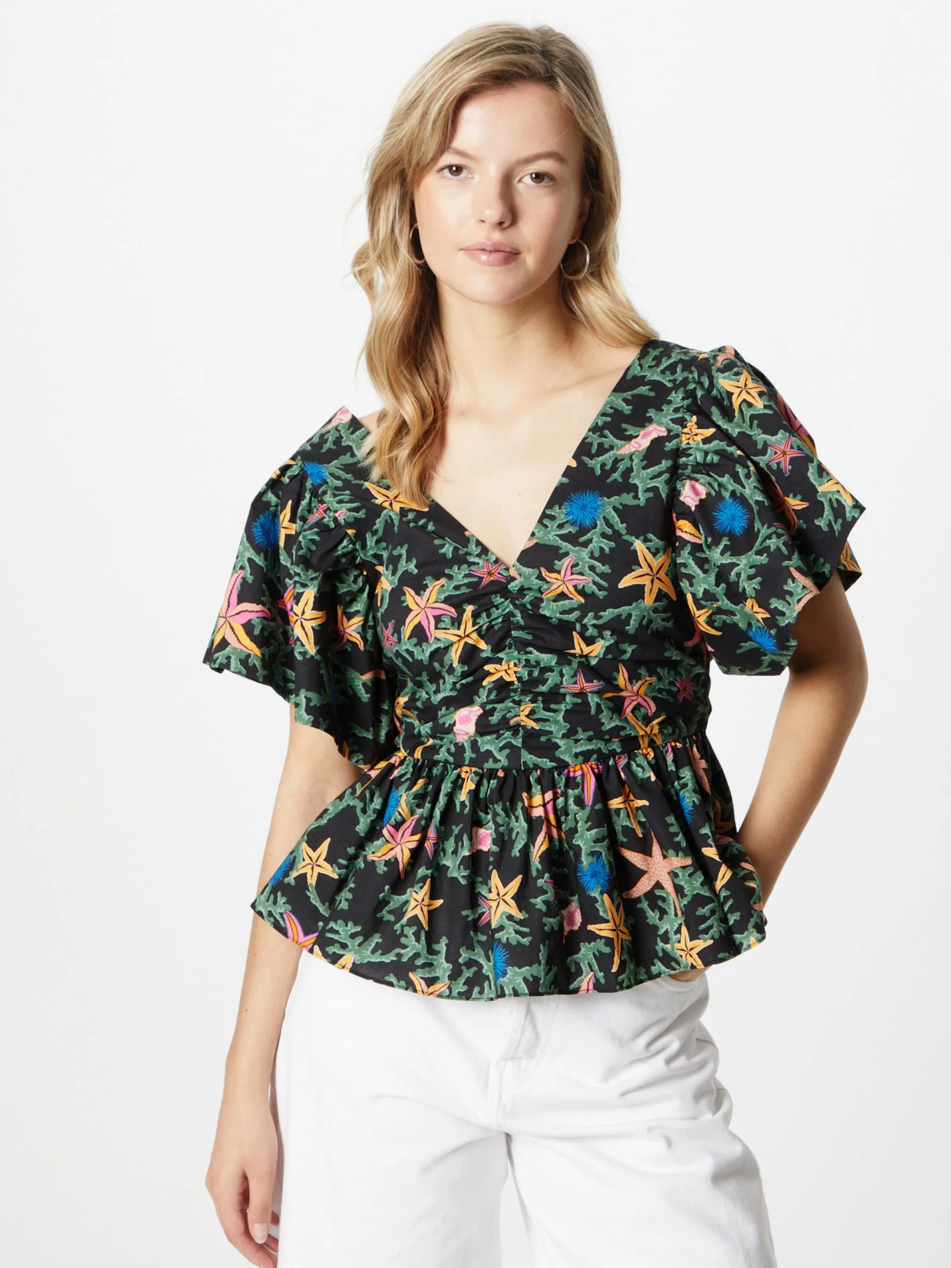 Blouses Met Korte Mouw Blouse Dames Zwart 3 Blouses Met Korte Mouw Blouse Dames Zwart - Afbeelding 3
