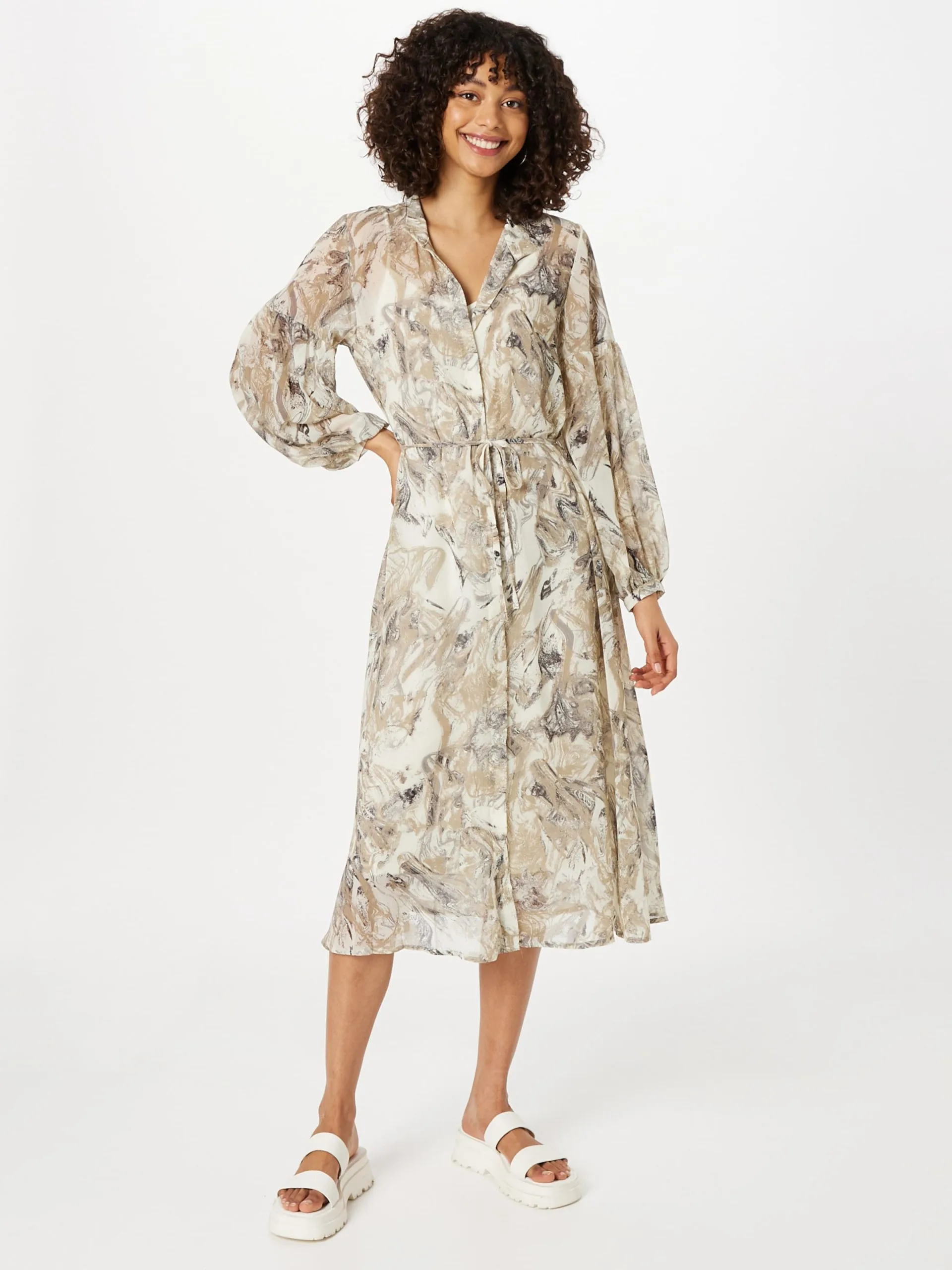 MOSS COPENHAGEN Blousejurken Blousejurk Kabrina Dames Beige / Lichtbeige 3 MOSS COPENHAGEN Blousejurken Blousejurk Kabrina Dames Beige / Lichtbeige - Afbeelding 3