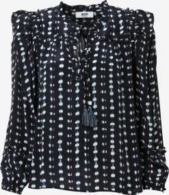 Blouseshirts Blouse Dames Navy / Lichtblauw