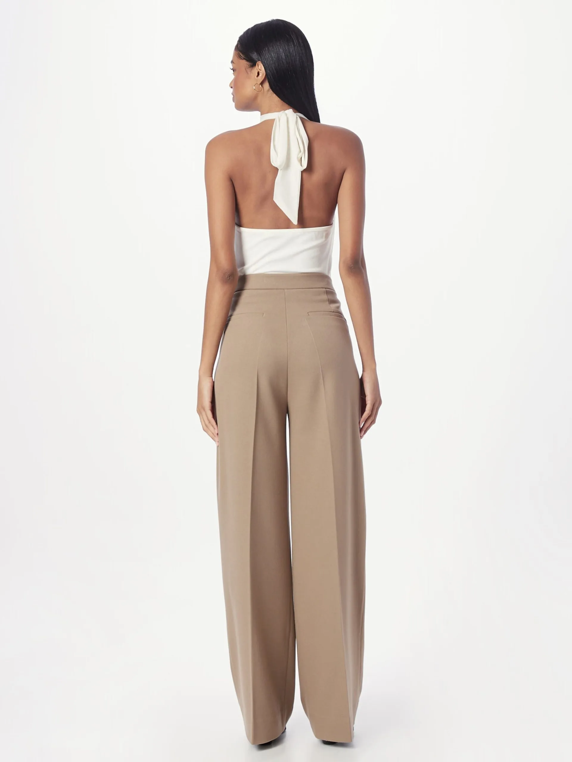 Palazzo Broeken Wide Leg Pantalon Dames Taupe 4 Palazzo Broeken Wide Leg Pantalon Dames Taupe - Afbeelding 4