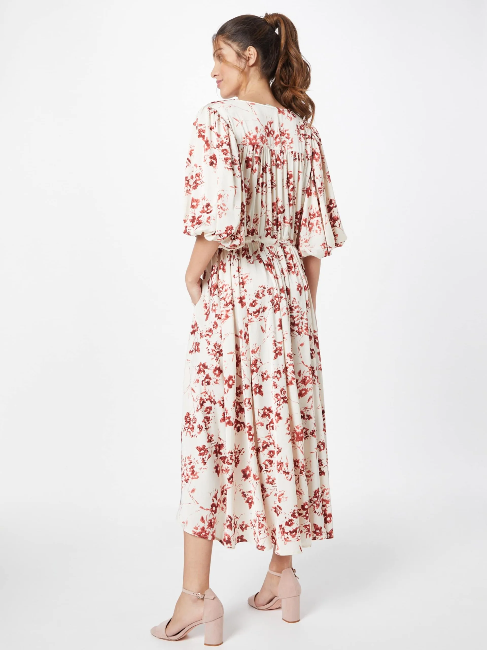 Midi Jurken Jurk Dames Crème 4 Midi Jurken Jurk Dames Crème - Afbeelding 4