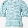 Blouses Met Korte Mouw Blouse Marie Dames Pastelblauw / Wit
