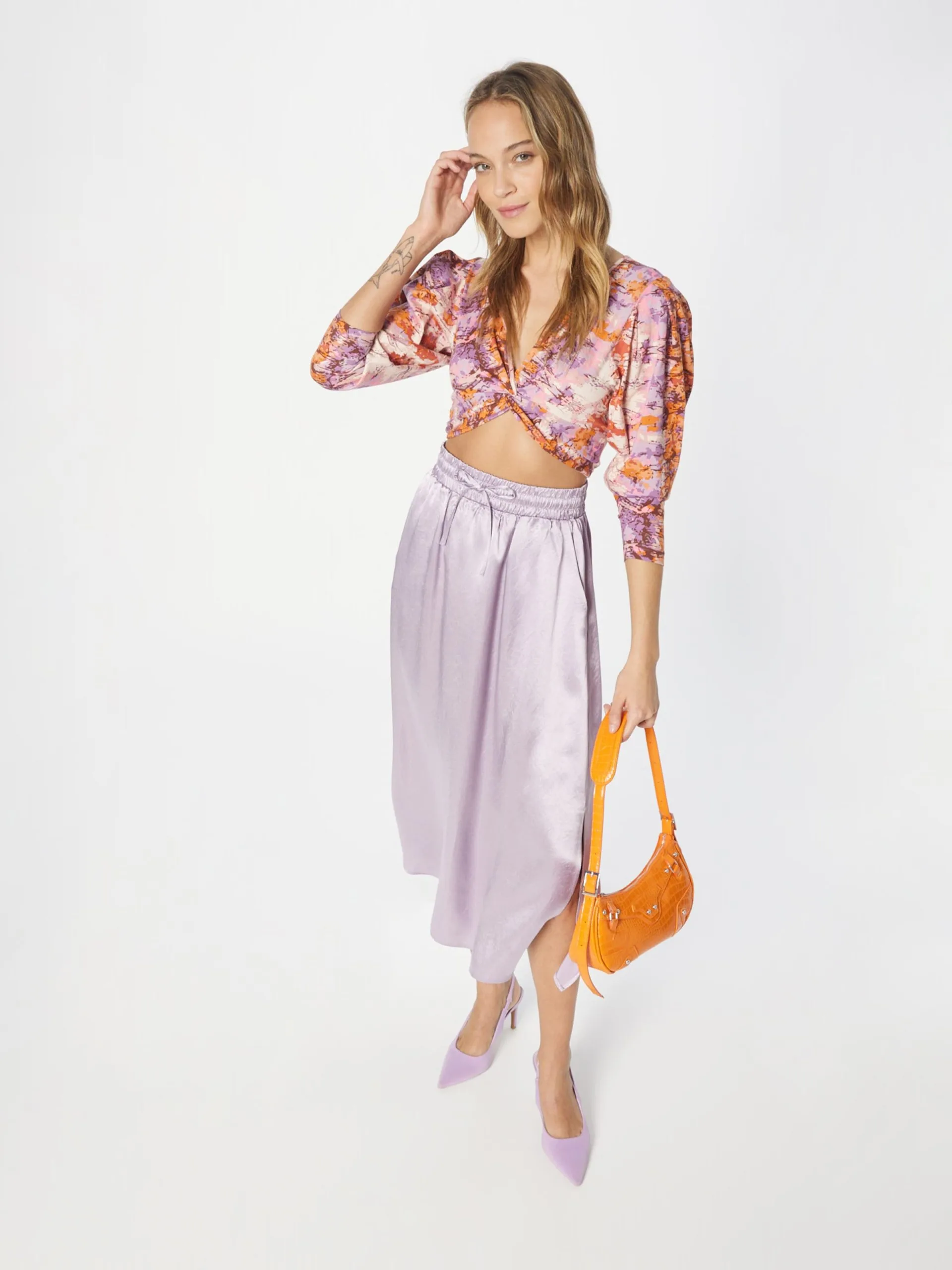 Crop Tops Shirt Kira Dames Oranje 5 Crop Tops Shirt Kira Dames Oranje - Afbeelding 5