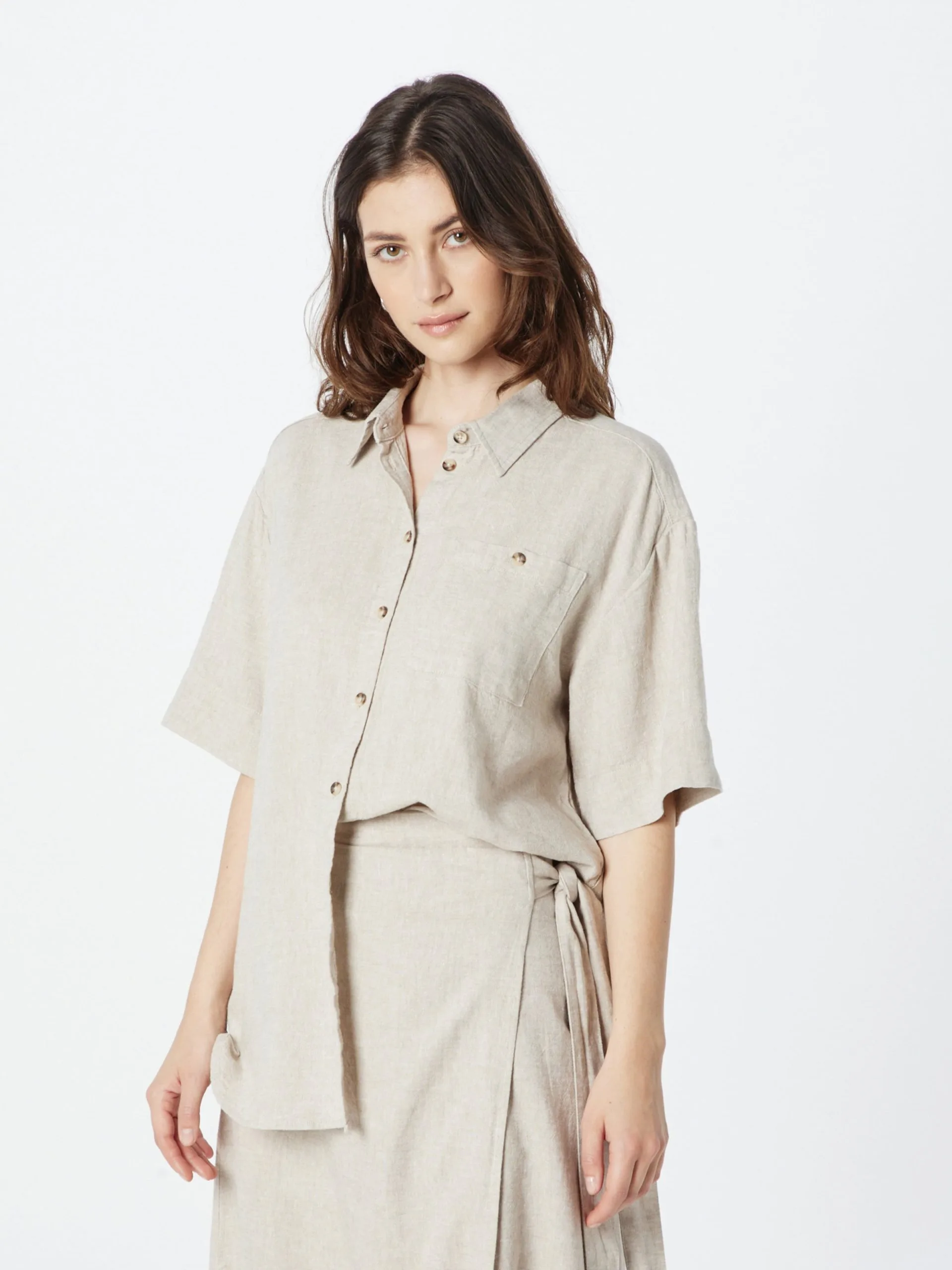 MOSS COPENHAGEN Blouses Met Korte Mouw Blouse Ginia Dames Beige 3 MOSS COPENHAGEN Blouses Met Korte Mouw Blouse Ginia Dames Beige - Afbeelding 3