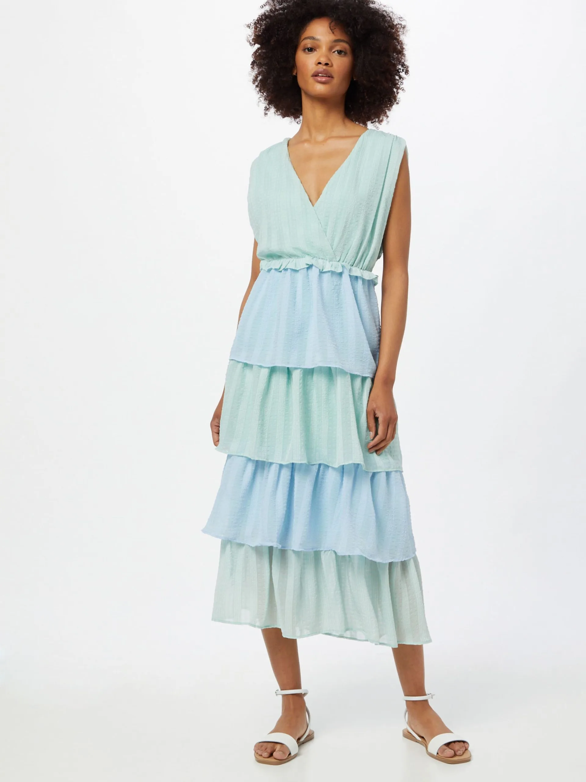 Midi Jurken Jurk Juna Dames Lichtblauw 3 Midi Jurken Jurk Juna Dames Lichtblauw - Afbeelding 3