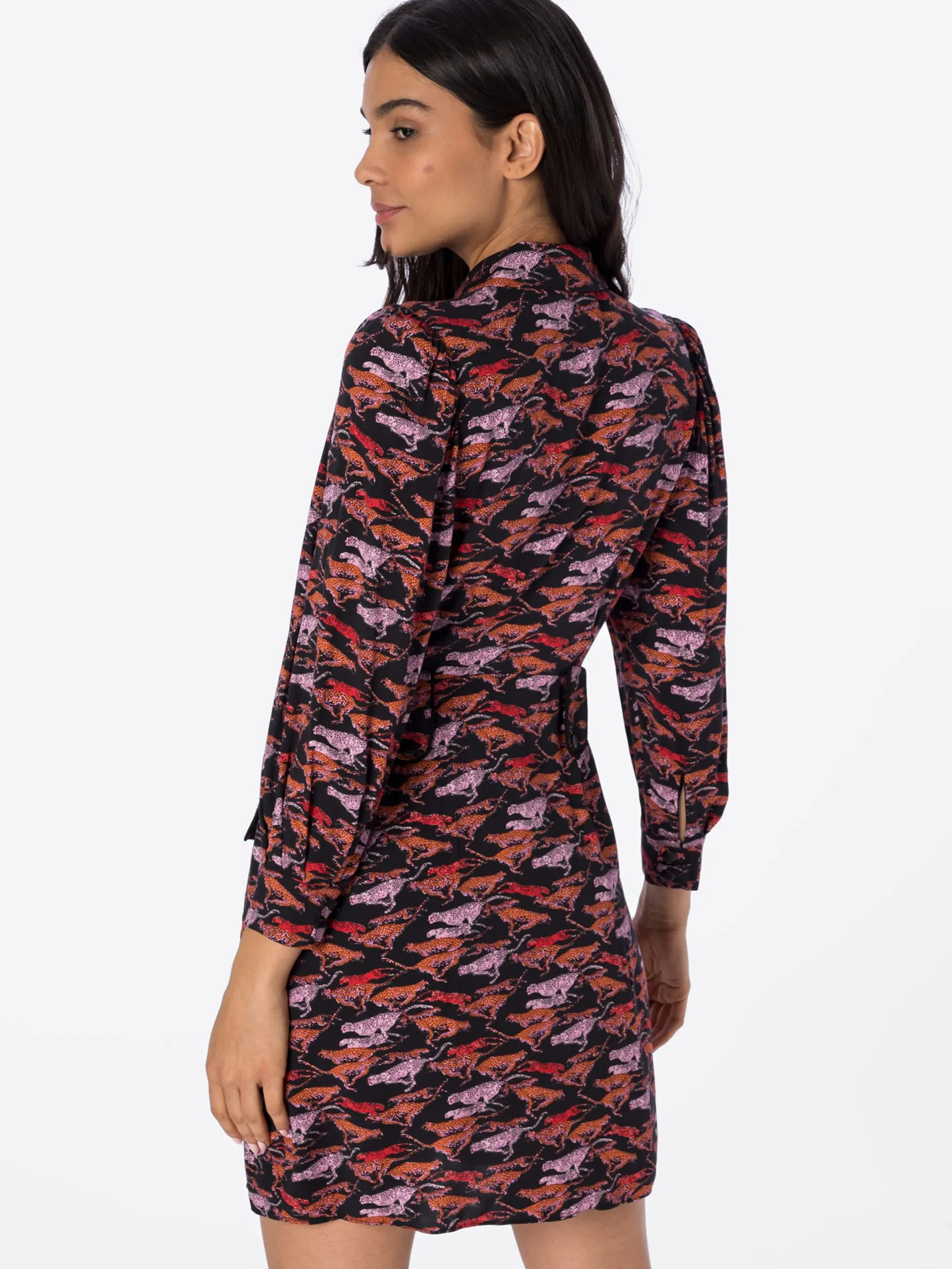 Blousejurken Blousejurk MADDIE Dames Vuurrood / Lichtrood / Zwart 4 Blousejurken Blousejurk MADDIE Dames Vuurrood / Lichtrood / Zwart - Afbeelding 4